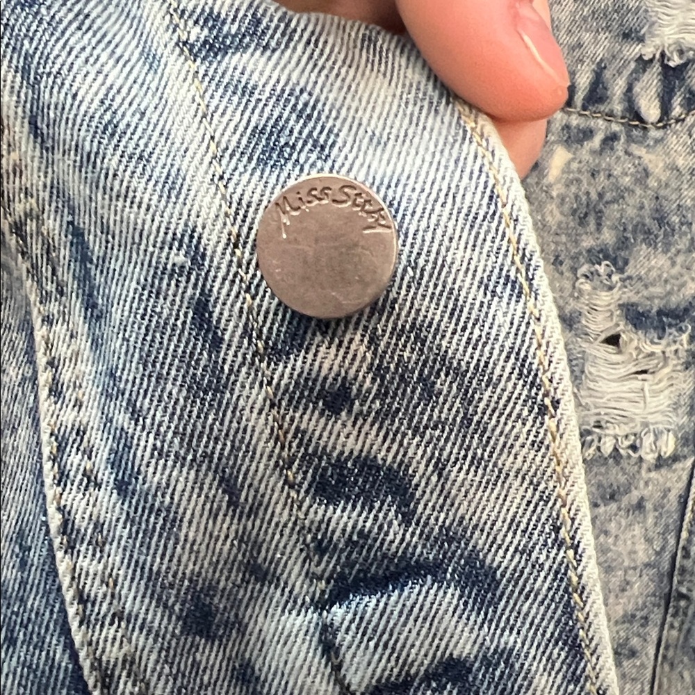 Fringe Denim Distressed Jean Jacket Medium Womens - Picture 5 of 7